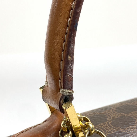 Celine Macadam Pattern 2WAY Canvas Turn Lock Shoulder Handbag Brown - Picture 3 of 7